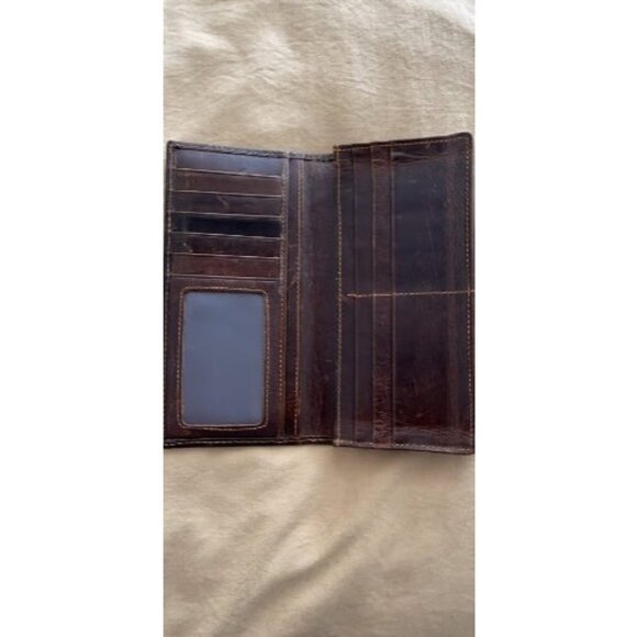 Men's RFID Vintage Look Genuine Leather Long Bifold Wallet Checkbook - Picture 2 of 3